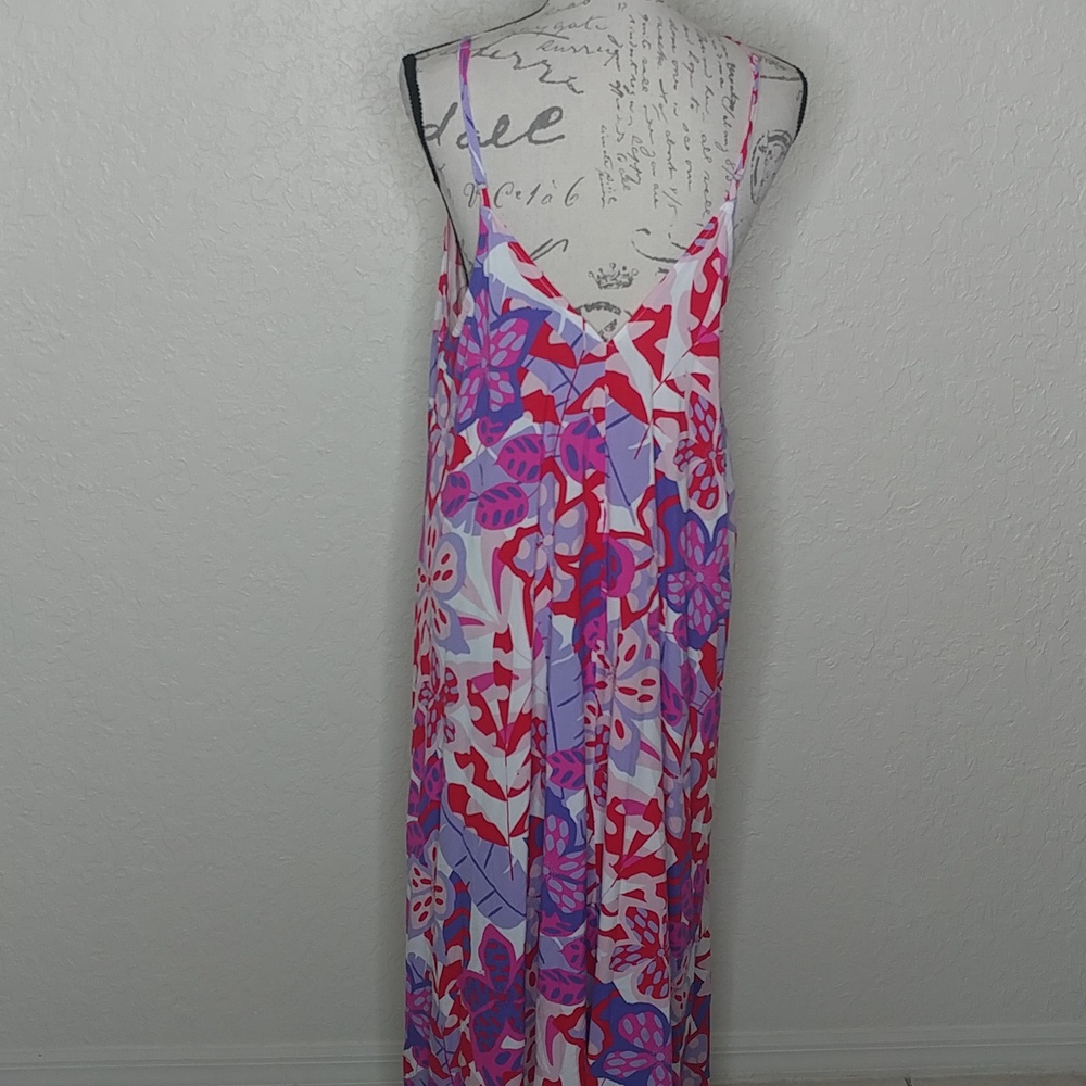 Caribbean Joe Multicolored Floral Handkerchief Hem Dress Size XL - Picture 3 of 9
